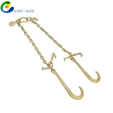 3/8"2 FT G70 V-Type Tow Chain J-Hook Grab Hook Tractor Car Wrecker Truck