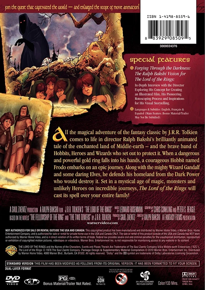 The Lord of the Rings: 1978 Animated Movie (Remastered Deluxe  (DVD) (US IMPORT) - Image 2 of 2