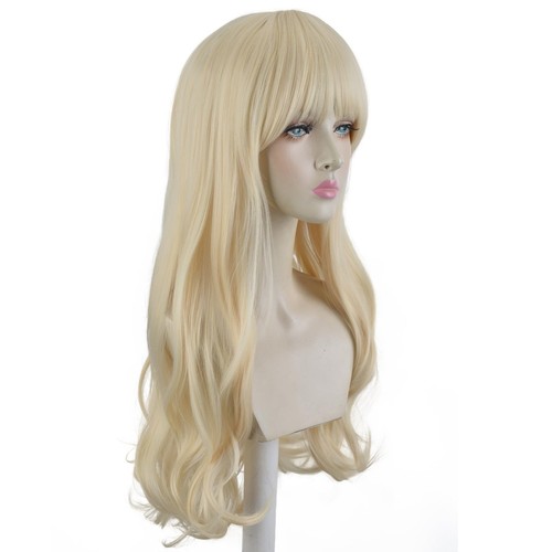 Blonde Wigs with Bangs for Women, Long Blond Wavy Natural Soft Synthetic Hair... - Picture 3 of 4