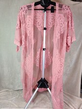 Vintage Women's Pink Embroidered Lace S/M Duster Elegant Fairytale Fantasy