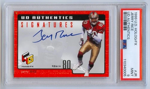 JERRY RICE 1999 UPPER DECK AUTHENTICS HOLOGRFX AUTO AUTOGRAPH PSA 9 MINT *POP 8*