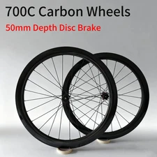  700c Carbon Road Bikes Wheelset Disc Brake 50mm Depth Clincher Tubeless  