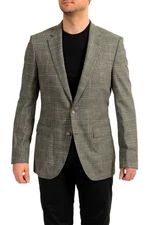 Hugo Boss Men's "T-Heel3" Slim Fit Two Button Plaid Wool Blazer US 40L IT 50L