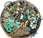 Hand Curated Vintage OCEAN GREENS Costume Jewelry Lot!  100% Wearable Or Resell