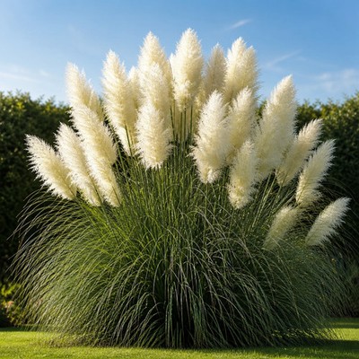1x Weißes Pampasgras Solitär Kübel winterhart Cortaderia selloana 'White'