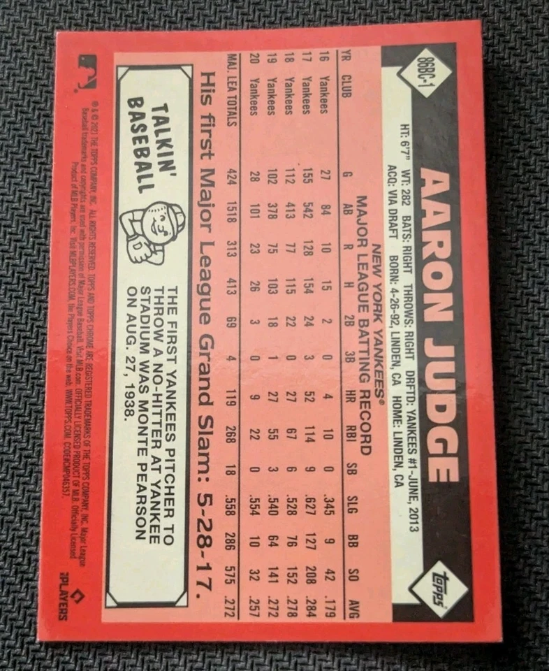 2021 Topps Chrome Aaron Judge 35th Anniversary Refractor #86BC-1 Yankees - Image 2 of 2