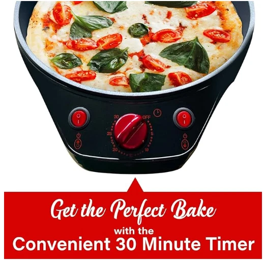 Brentwood TS-124R 12-Inch Non-Stick Pizza Maker and Grill with Timer Red NEW!!! - Image 4 of 4