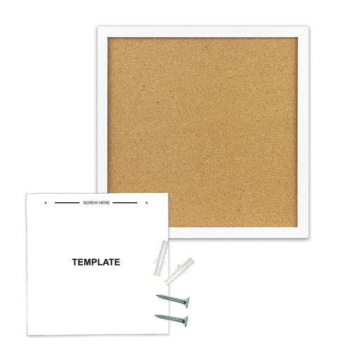 Cork Bulletin Board 12"X 12" Square Wall Tile , Modern White Framed Board For... - Picture 6 of 8
