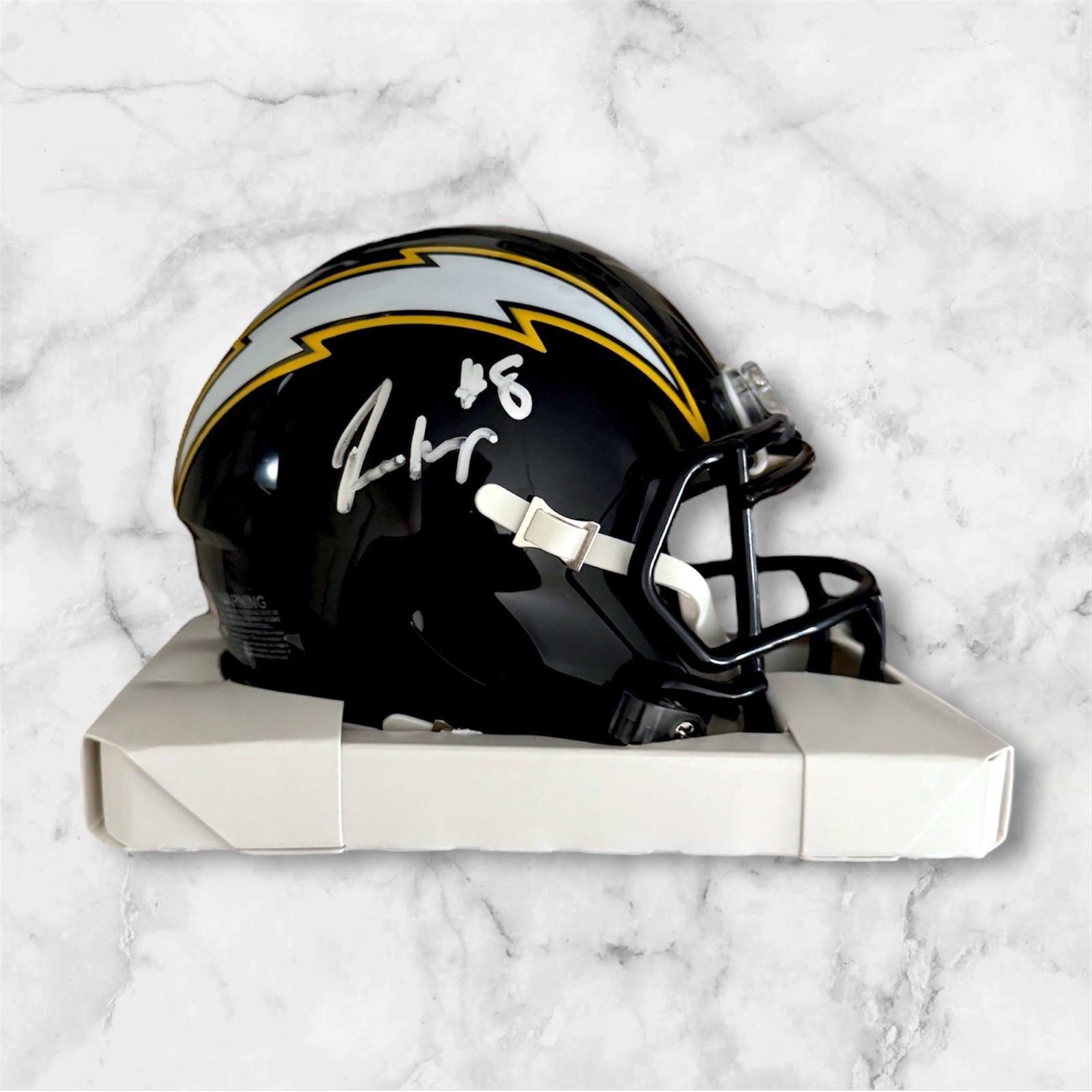 Omarion Hampton Signed Los Angeles Chargers NEW Navy Mini Helmet Auto PSA/DNA 