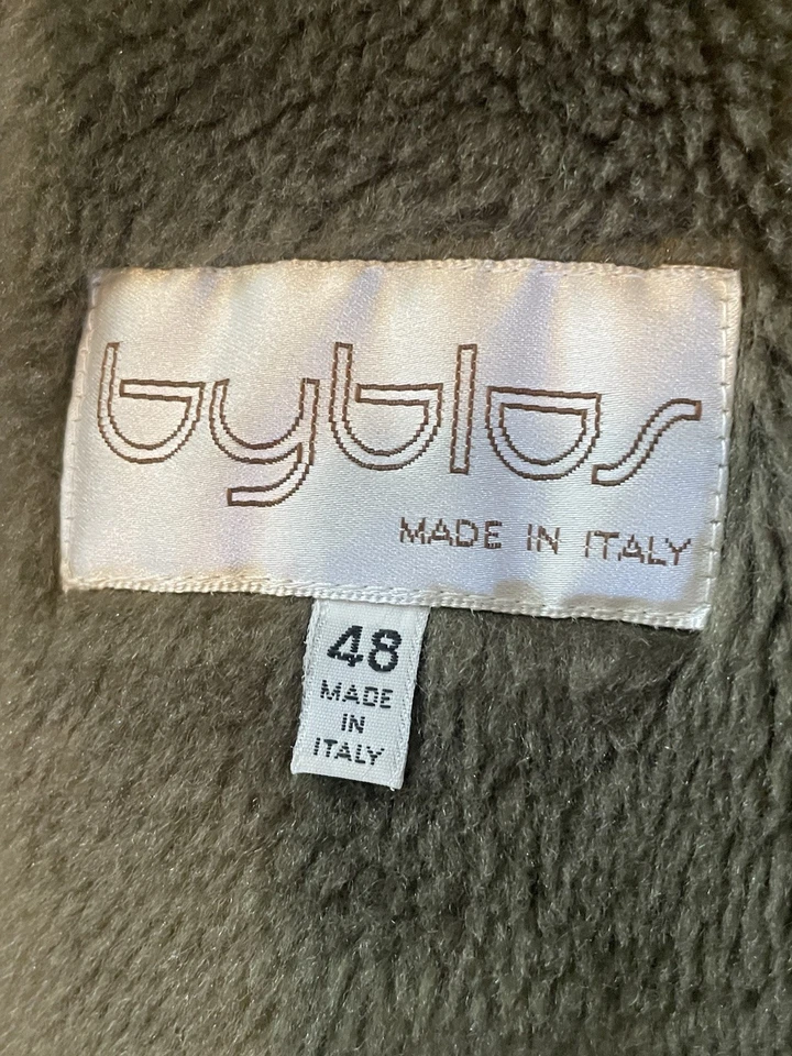 Chaqueta de Granero Byblos Spa Para Hombres 48 Vintage Verde Oliva Hecha en Italia Forro Suave Foto 3 de 4