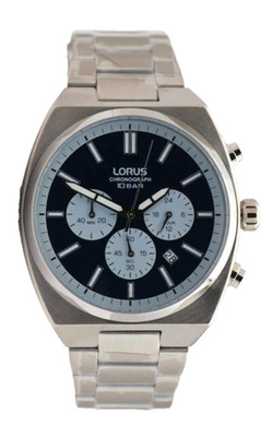 Lorus RT361KX9 Herren Chronograph Uhr Edelstahl Schwarz 43mm Datum Stoppfunktion