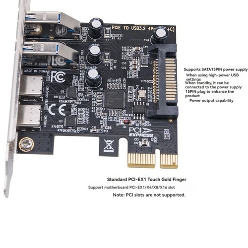 PCI Express to USB 3.2 Gen1 5Gbps PCIE Adapter Card Equipped with 4 USB ports - Afbeelding 7 van 12