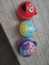 Lot of 3 Snack Holder Cups Nuby Keeper Toddler Training Elmo, Butterfly, Unicorn
