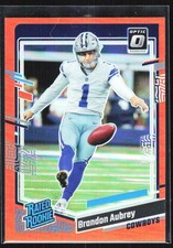 Brandon Aubrey 2023 Donruss Optic Orange Prizm RC /249 #226 Cowboys Rookie Card. rookie card picture