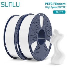SUNLU 2 1KG White Matte PETG 3D Printer Filament 1.75mm PETG 2KG,Up to 600mm/s