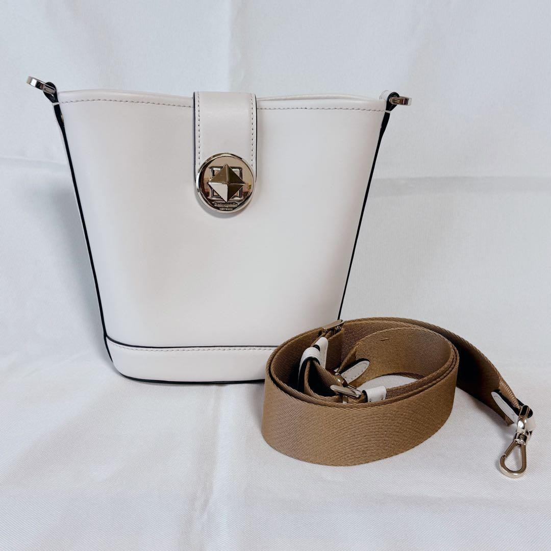 Kate Spade Audrey Leather Shoulder Bag Beige 2Way Crossbody Women's Authentic