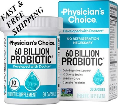 2 BOTTLES- Physician's Choice 60 Billion Probiotic Dietary Supplement-30Capsules