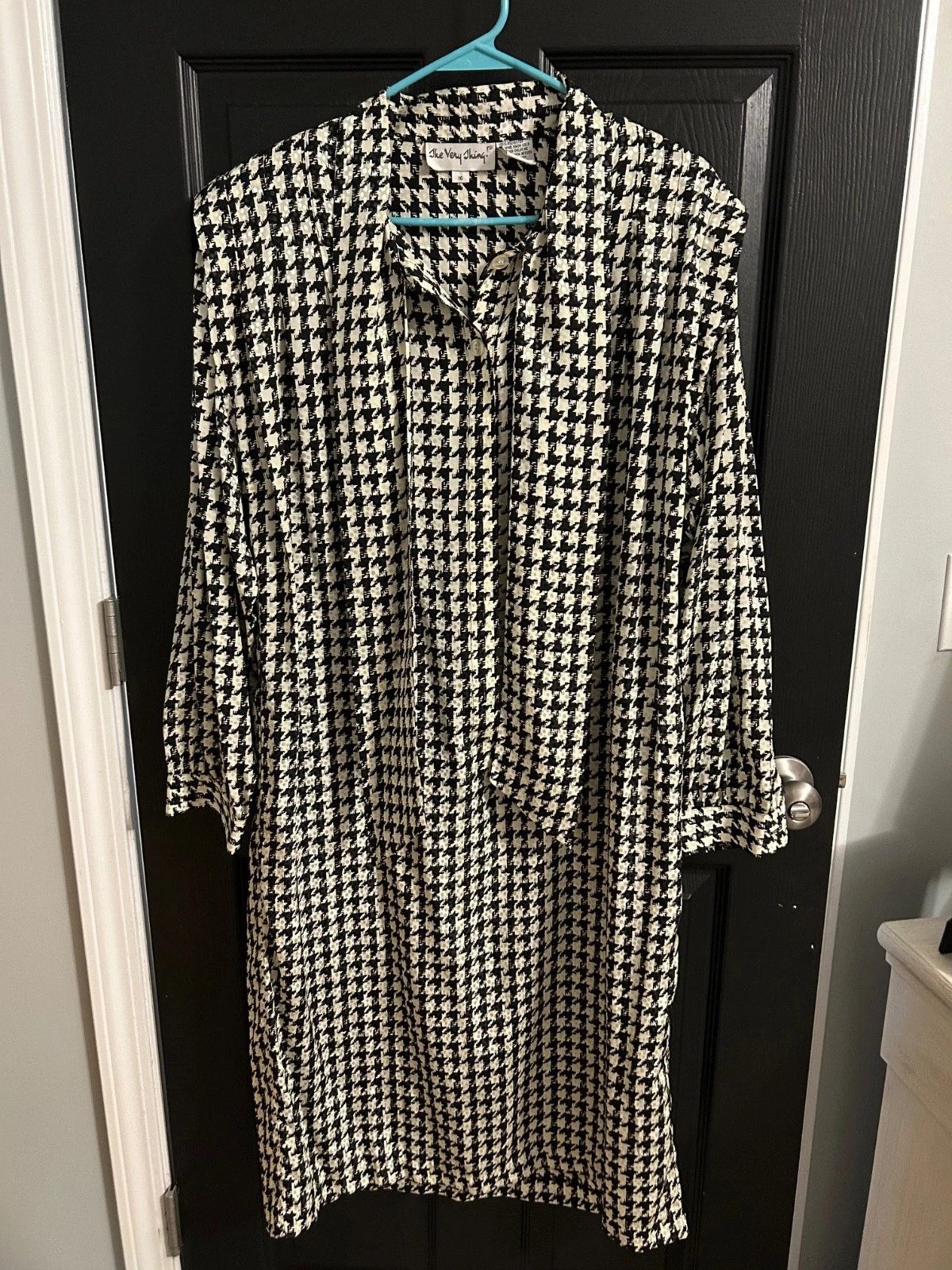 Vintage 80s 90s Dress made by The Very Thing /Houndstooth Print / Size 16