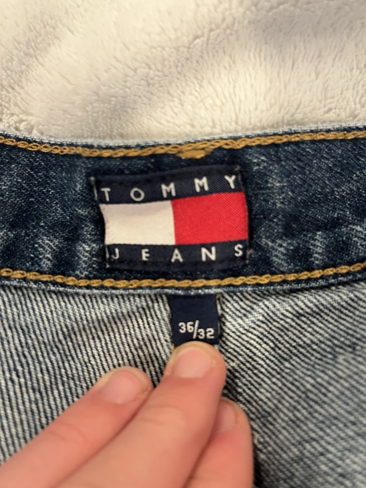 SIZE 36 Tommy Hilfiger Baggy Carpenter Jeans Wide Leg Vintage Skater 90s thumbnail 3