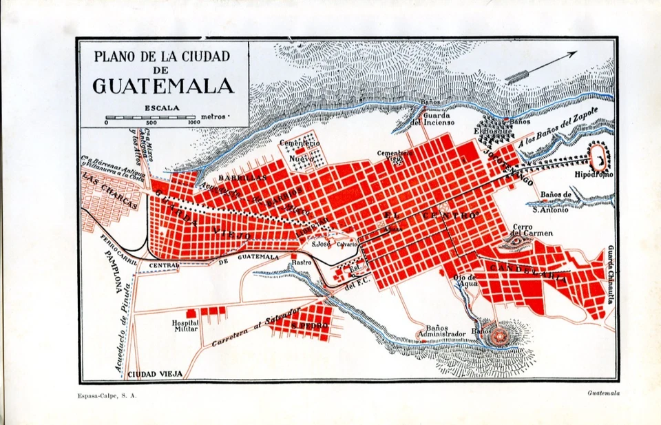 Mapas Vintage Guatemala Sudamérica Vista Ciudad Bandera Monedas Retro Decoración Pared Foto 3 de 3