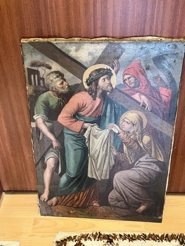 Christian Religious Painting on Canvas 70.5 x 48.5 cm