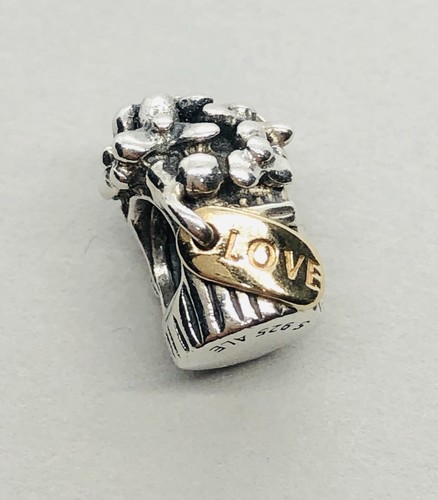 Pandora Sterling Silber Blumenbouquet Bead mit 14K Gold Love Tag - 790441