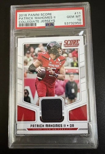 2018 Patrick Mahomes #11 Panini Score Jersey Patch PSA 10 - POP 10