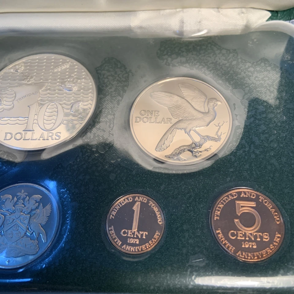 1972 Trinidad & Tobago 8-Coin Proof Set. 10th Anniversary - 1 Cent – 10 Dollars. - Image 4 of 4