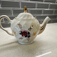 Vintage Kensington England Ceramic Floral White/Gold Teapot Lid 3-Cup