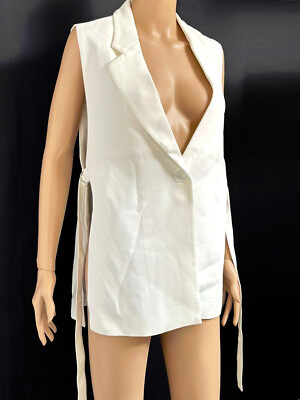 ZARA WHITE Waistcoat WITH VENT Notch Collar Open side