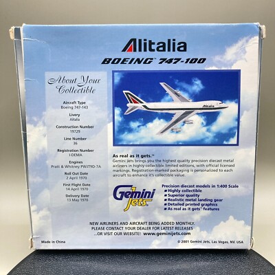 Gemini Jets 1/400 Boeing 747-100 Alitalia I-DEMA GJAZA231 retro