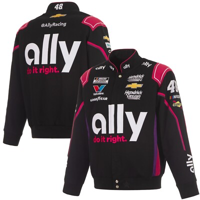 2025 Nascar  Alex Bowman  JH Design Ally Cotton Twill  Black  Full-Snap Jacket