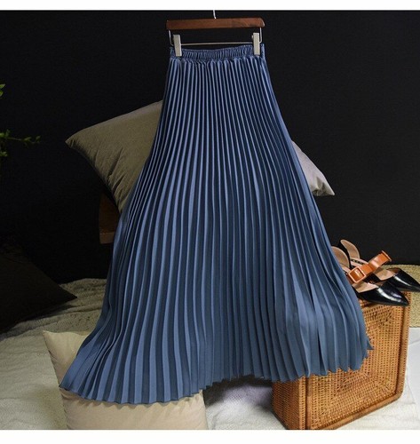 M-L Pleated Midi Long Skirt Korean / Japanese Casual High Waist Fashion Wear NEW - Picture 14 of 21