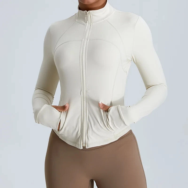 Chaqueta deportiva de manga larga para mujer con cremallera Fitness Yoga Camisa Ropa deportiva Mujer Gimnasio Prenda para el torso Foto 4 de 4