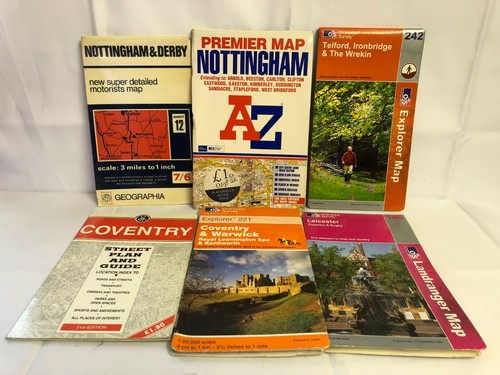 6 Ord,Survey & Other Nottingham, Coventry Warwick Leicester Telford Derby Rugby - Foto 1 di 3