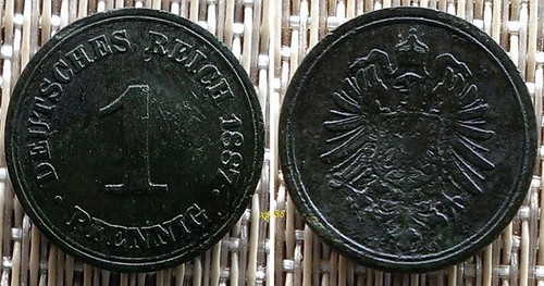 1 Pfennig 1887 A Münze Deutsches Kaiserreich, s- ss ° - Bild 2 von 2
