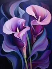 5D Diamond Art Painting by Number Kits Flower Purple Calla Lily Round Diamond