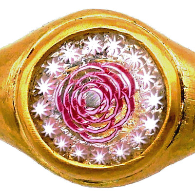 (4588) Modern Gold Ring set with an Antique Complex Murrina by G.B. Franchini