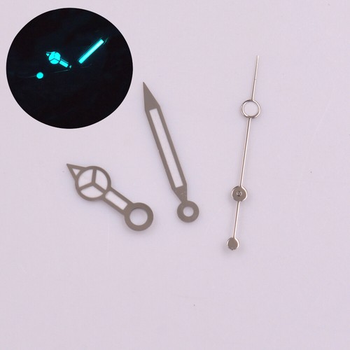 Blue-green luminous silver Watch Hands Fit NH35 NH36 ETA2824 2836 Miyota 8205 - Picture 5 of 9