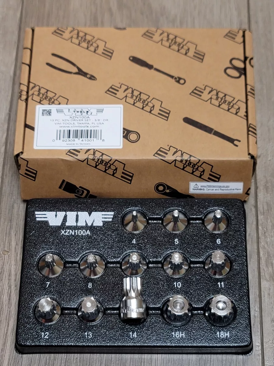 VIM 13pc XZN S2 Triple Square 3 8dr Stubby Bit Driver Socket Set