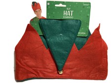Green Red Felt Santa's Elf Hat Christmas Costume with Jingle Bell FREE SHIP