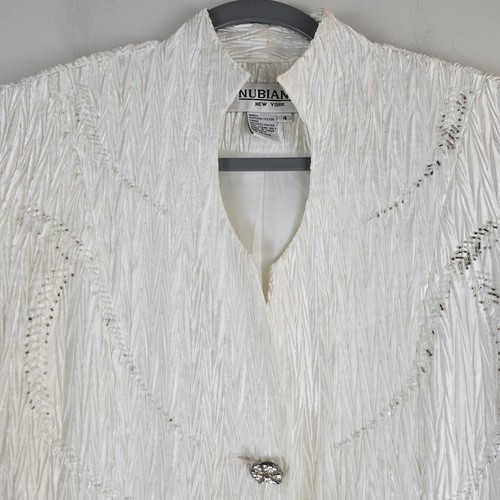 Nubiano New York Polyester Skirt Suit Sz 4 White Shiny Formal Women 2 Piece.E23 - Picture 9 of 21