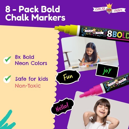 8 pcs Liquid Chalk Board Window Marker Erasable Pen 8 Pack Great For Chalkboard - Picture 2 of 7