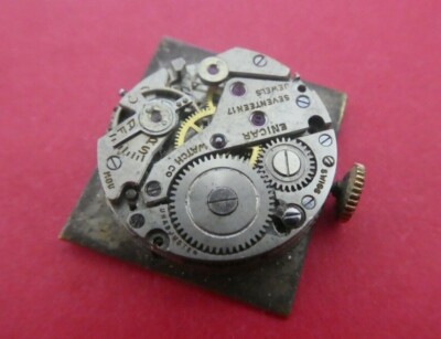 Vintage ENICAR  Manual Wind Watch Movement 17 JEWELS fur Parts  (P14) 