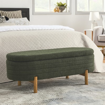 Footrest Storage Ottoman Bench End of Bed Bench Beige/Orange/Green/Black US