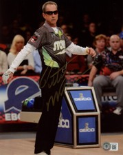 PETE WEBER SIGNED AUTOGRAPHED 8x10 PHOTO CELEBRATED BOWLER BOWLING BECKETT BAS