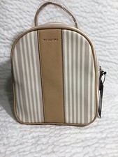 Tahari Striped Mini Backpack Nwt, Tan Vegan Leather