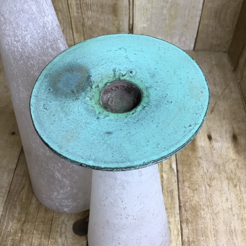 2 Toyo Scavo Glass Verdigris Bronze Asymmetrical Candle Holders 80s Home Decor - Picture 5 of 15