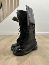 Vintage Dr Doc Martens Knee High Boots Leather 20 Eye Made in England 7UK 8US