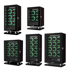 Newest Automatic 4-12 Watch Winder Box Display Fingerprint Unlock LCD RGB Light